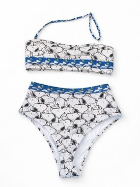 ROMWE Snoopy Bikini Set Size Small | High Waisted | Strapless + Halter